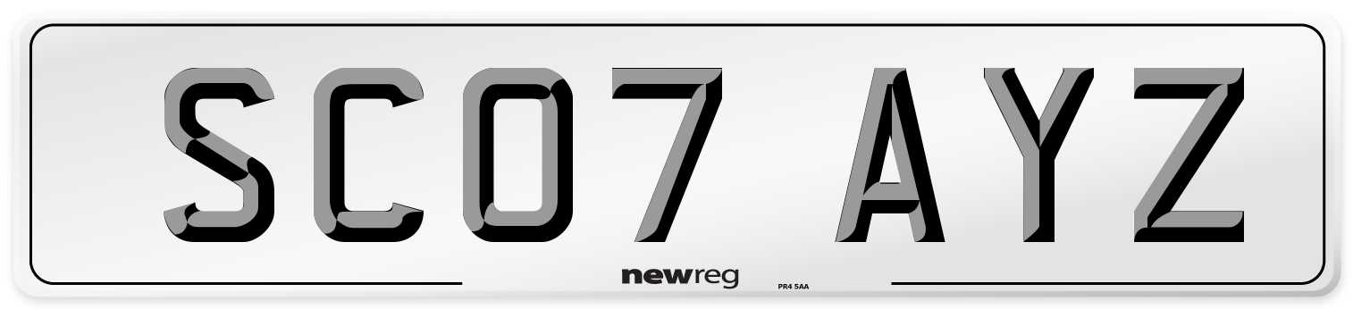 SC07 AYZ Number Plate from New Reg
